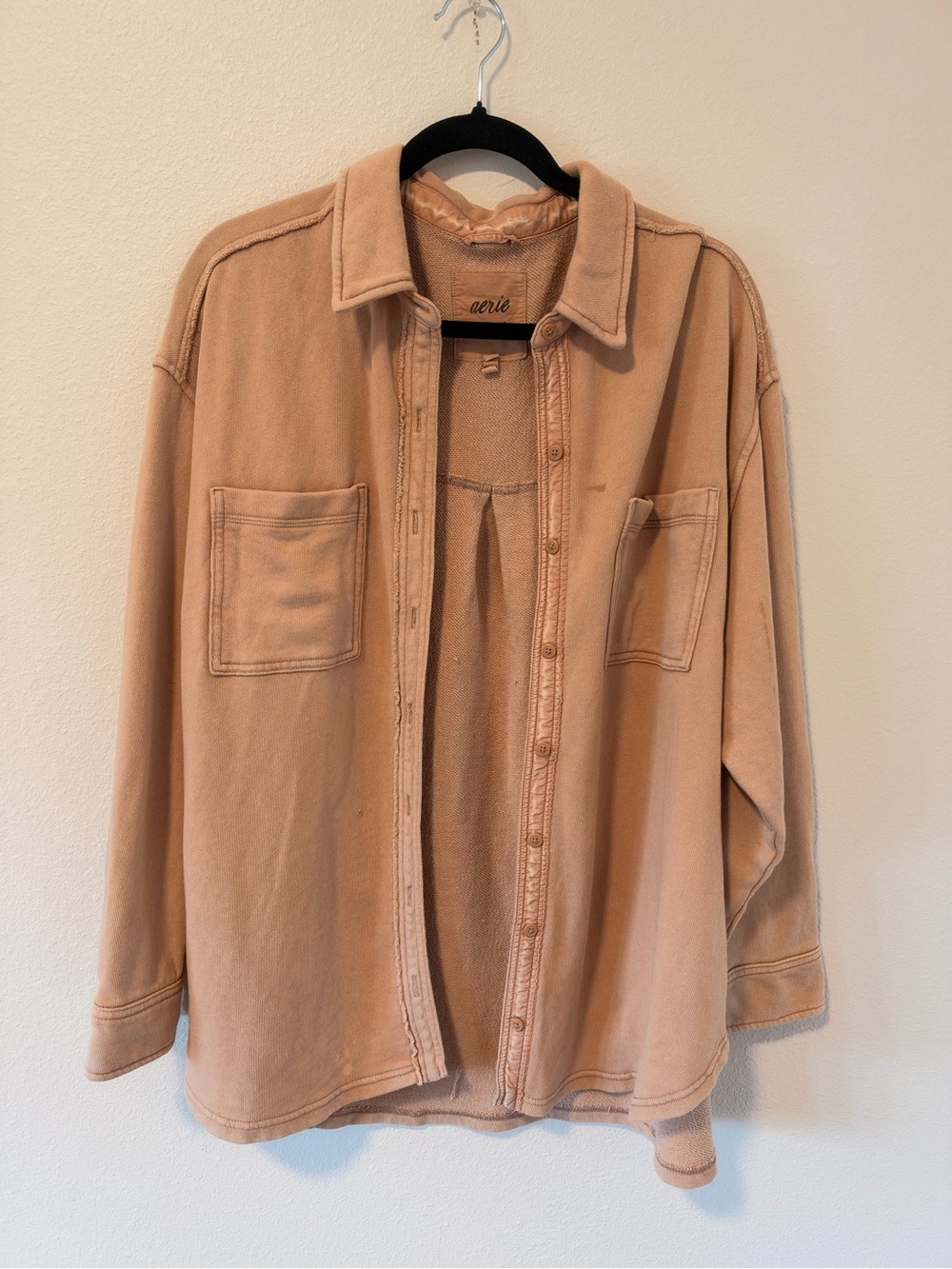 Aerie Women’s Beige Tan Button Down Shirt Jacket Oversized Fall